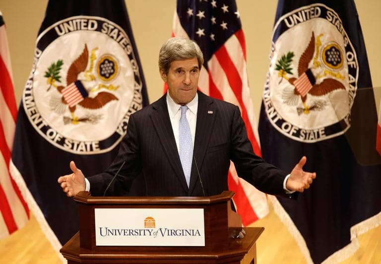 Secretary of State John Kerry delivers his first foreign policy speech Wednesday at the University of Virginia in Charlottesville, Va. (Steve Helber/AP)