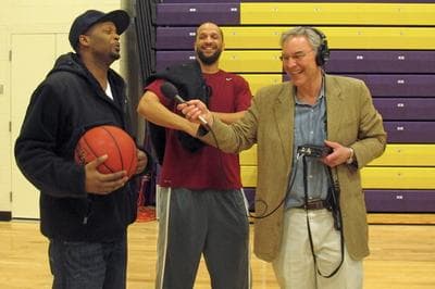 Horton (left) and Abdullah (center) share a laugh with Bill Littlefield. (Only A Game)