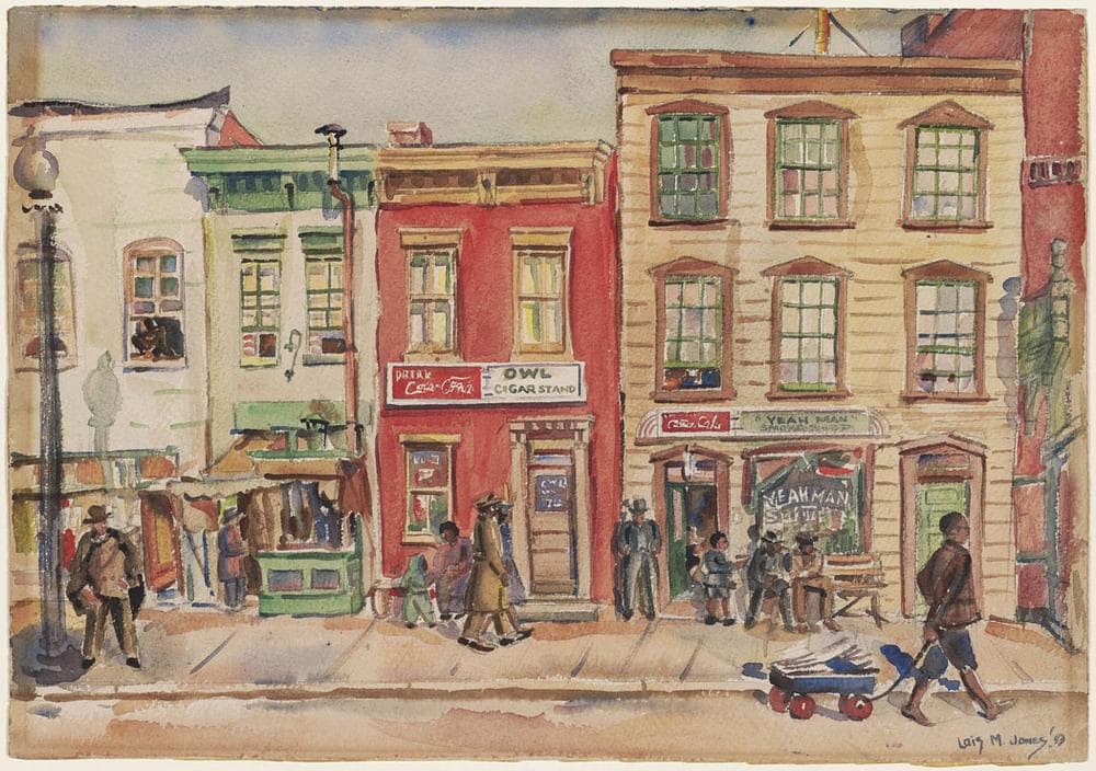 Loïs Mailou Jones "Seventh Street Promenade," 1943, watercolor with graphite underdrawing on paper (Courtesy of the Museum of Fine Arts, Boston)