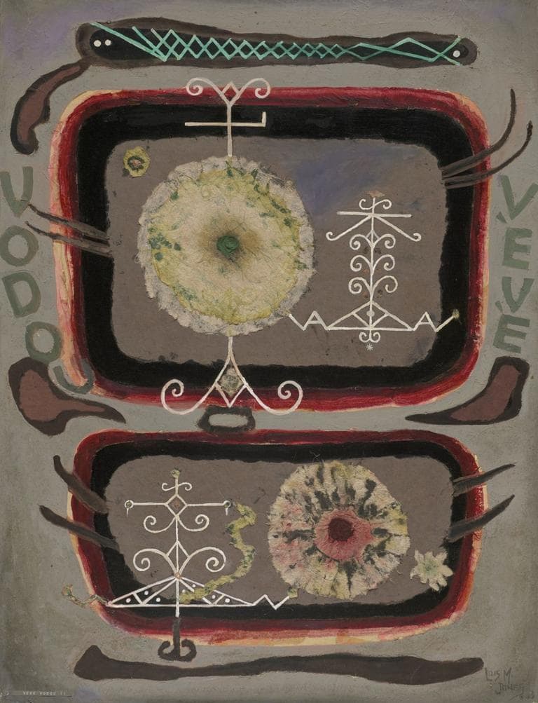 Lois Mailou Jones &quot;Veve Voudou II,&quot; 1963, oil and collage on canvas (Courtesy of the Museum of Fine Arts, Boston)