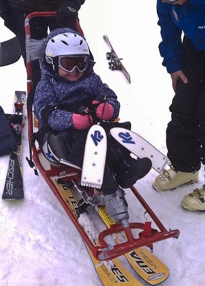 Emmy Pfankuch smiled big as she learned to sit-ski a few years back. (Jill Pfankuch)