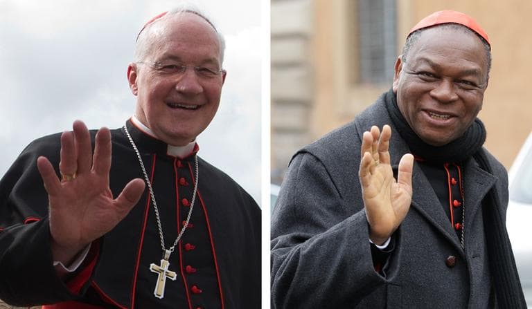 Cardinal Marc Ouellet of Canada, left, and Cardinal John Onaiyekan of Nigeria, right, are the two top vote-getters in Religion News Service's &quot;Pope Madness&quot; tournament. (AP)