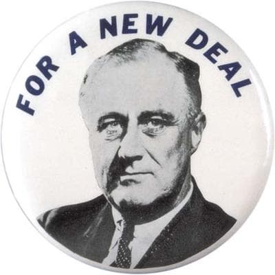 Franklin D. Roosevelt New Deal pin, 1932. (Collection of David J. and Janice L. Frent)