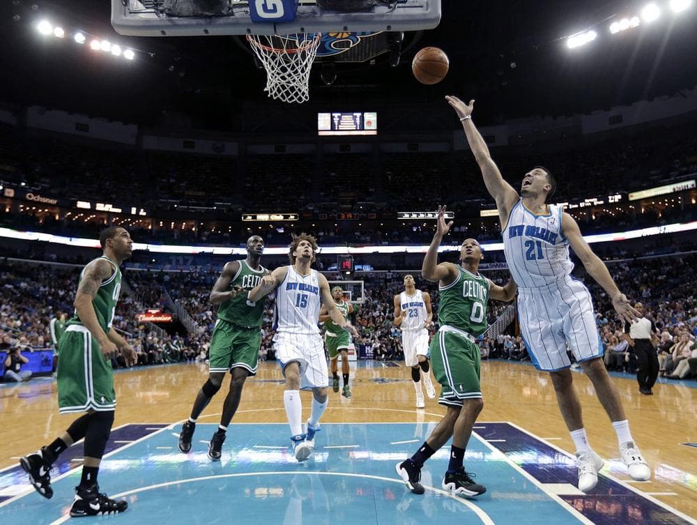 Hornets point guard Greivis Vasquez releases a shot in the first half. (AP)