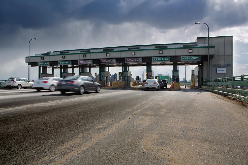 The Tobin Bridge tollbooths are slated for removal in the spring of 2014. (Jesse Costa/WBUR)