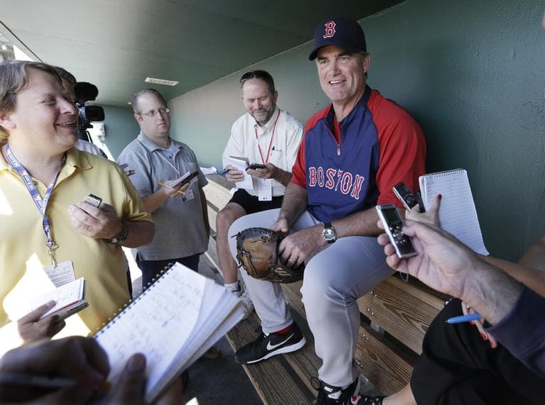 Boston Red Sox manager John Farrell talks to reporters on Monday in Sarasota, Fla. (Carlos Osorio/AP)