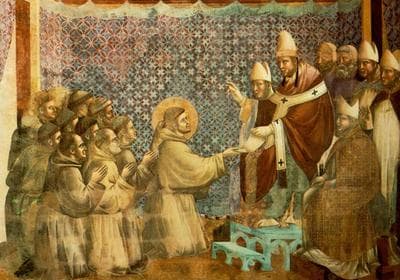 Giotto di Bondone (1267-1337), Basilique Assise, Legend of St Francis, Confirmation of the Rule by Innocentius III.