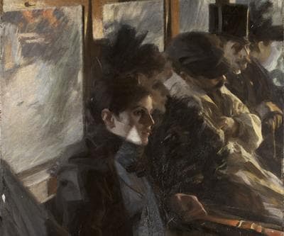 Detail of the second version of Anders Zorn's 1892 Paris bus painting, &quot;Omnibus II.&quot; (Courtesy Gardner Museum)