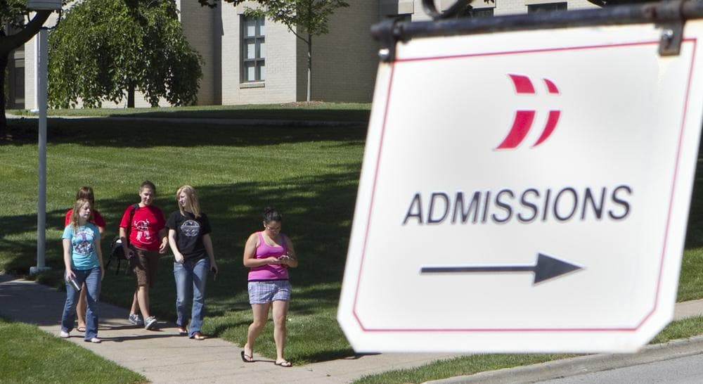 In this 2010 file photo, students at Dana College in Blair, Nebraska, walk to the admissions office. (Nati Harnik/AP)