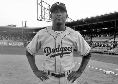 Chadwick Boseman plays Jackie Robinson in the upcoming film 42, but Jasha Balcom (above) is the one actually running the bases. (Courtesy photo) 