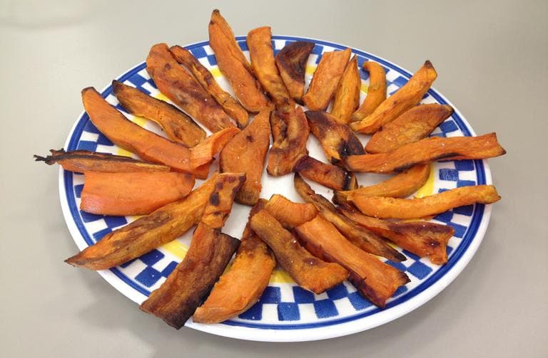 Danielle Cook Navidi's &quot;Oven-Roasted Sweet Potato Fries.&quot; (Rachel Rohr/Here &amp; Now)