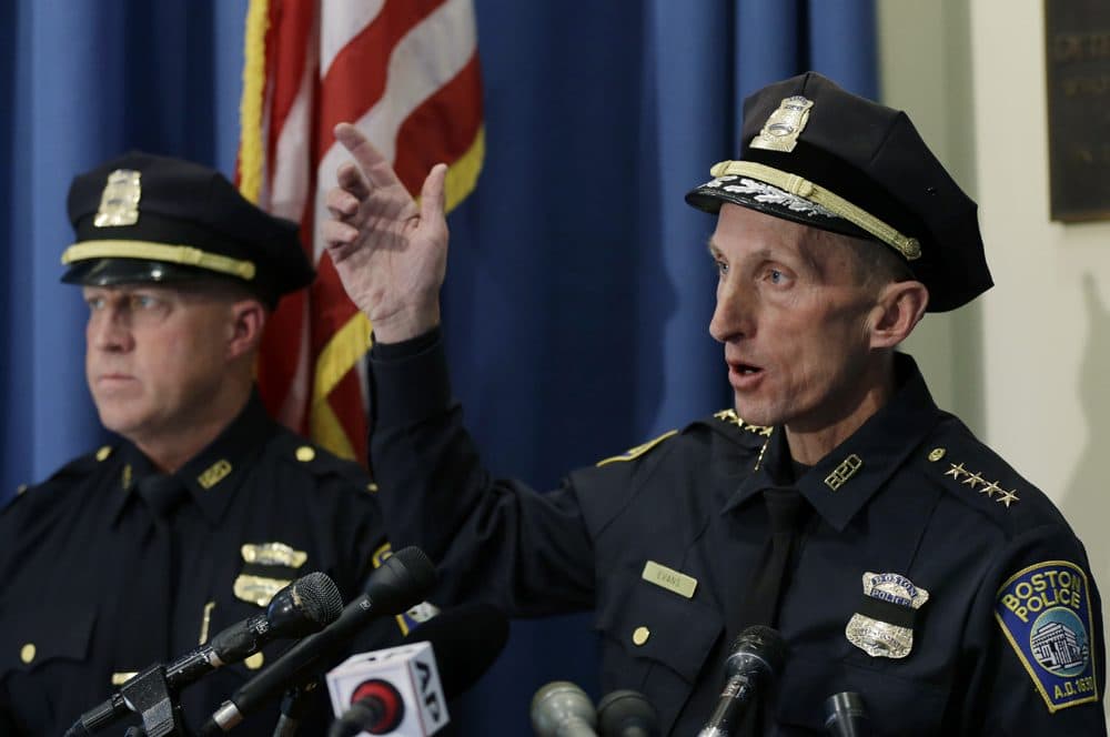 Boston police Superintendent William Evans speaks at a news conference in Boston. (Elise Amendola/AP)