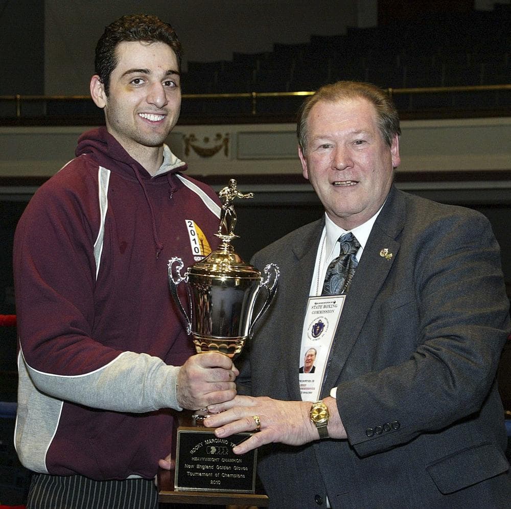Boston Marathon bombing suspect Tamerlan Tsarnaev twice won the New England Golden Gloves Tournament, but his name may remain in the record books. (Courtesy of lowellsun.com.)