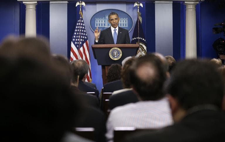 President Barack Obama answers questions during his news conference in the Brady Press Briefing Room of the White House in Washington, Tuesday, April 30, 2013. (Pablo Martinez Monsivais/AP)