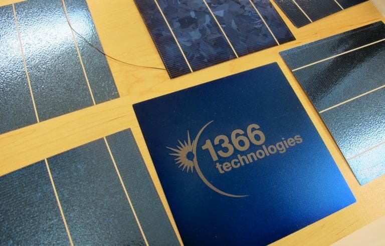 Despite Evergreen Solar's bankruptcy and a boom in low-cost natural gas, another Mass. company, 1366 Technologies, is ramping up production of solar wafers. (Curt Nickisch/WBUR)