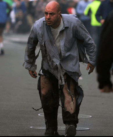 A man in the crowd following the explosion. (AP Photo/The Daily Free Press, Kenshin Okubo)