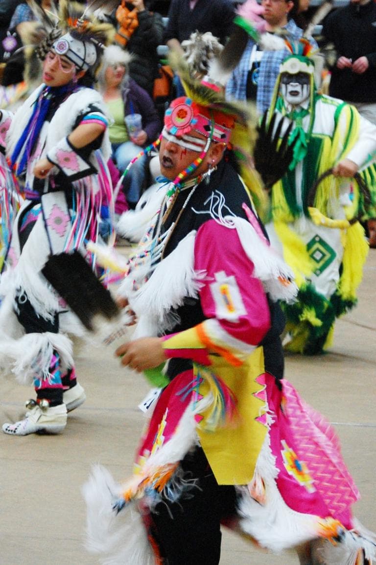 The men's grass dance &quot;is characterized by the graceful swaying movement of the dance, resembling grass blowing across the plains,&quot; according to organizers of the &quot;Spring Thaw Pow Wow.&quot; (Greg Cook)