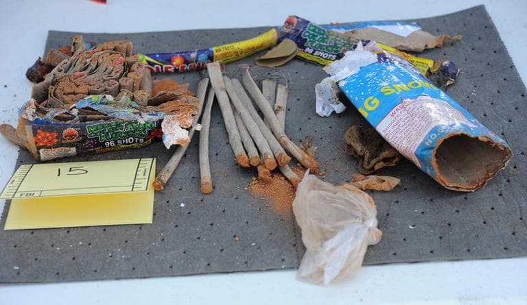 This photo from the U.S. Attorney's office shows evidence authorities say they recovered from the backpack of the alleged marathon bombing suspect. (U.S. Attorney's office)
