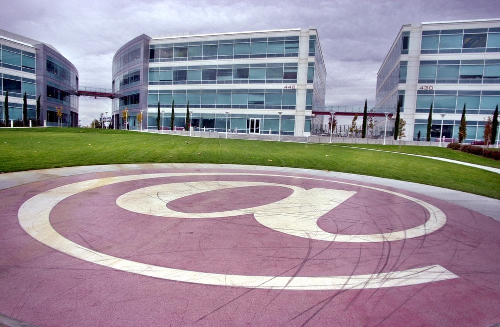 A giant &quot;at&quot; sign is shown in front of the ExciteAtHome headquarters in Redwood City, Calif. in 2001. (AP)