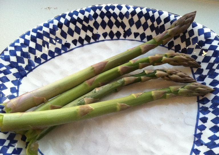 Just-picked asparagus from Kathy Gunst's yard. (Kathy Gunst/Here &amp; Now)