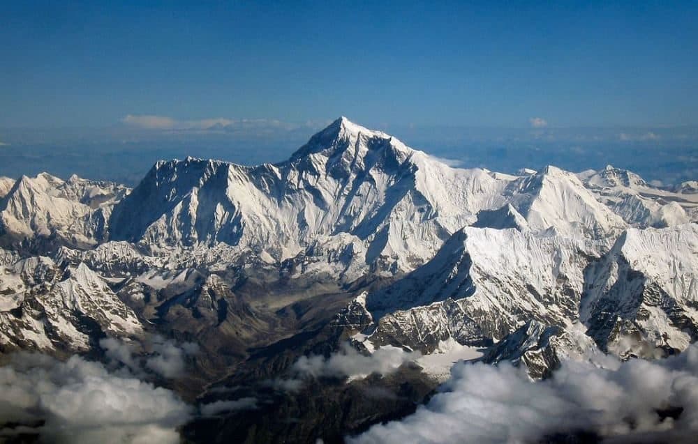 Mount Everest as seen from an aircraft from airline company Drukair in Bhutan. (Wikimedia Commons)