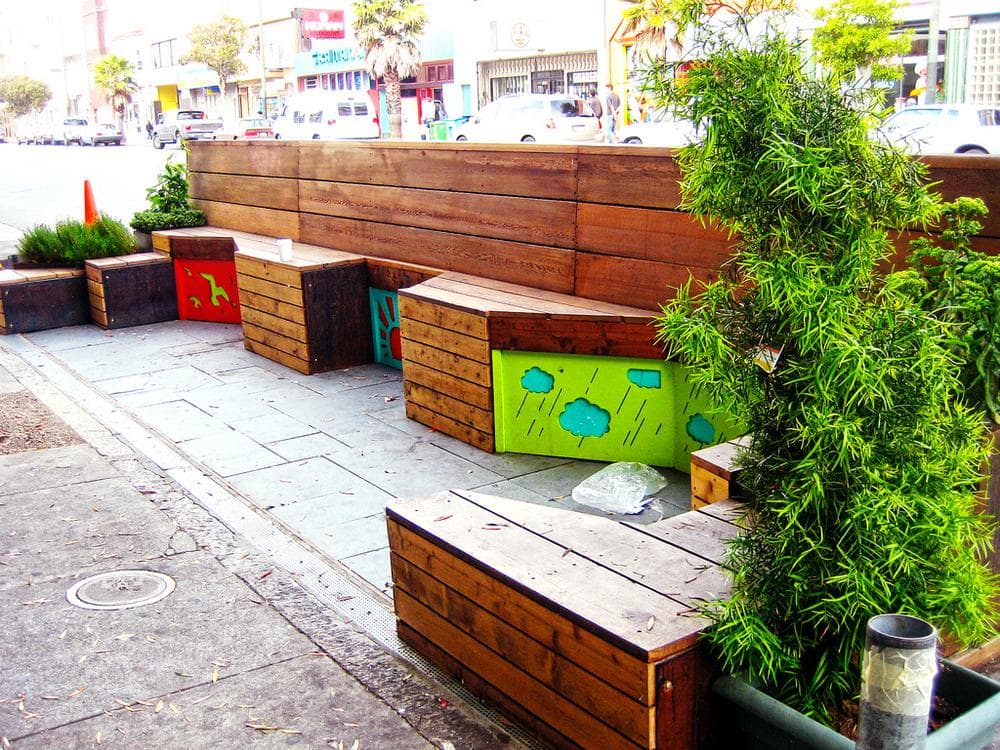 A &quot;parklet&quot; in San Francisco, where the miniature parks were initially installed in 2010. (sfplanning/Flickr)