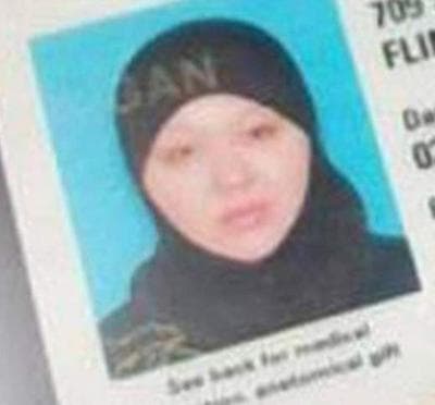 An image, purportedly of Nicole Lynn Mansfield's Michigan driver's license, broadcast on Syrian state TV. 