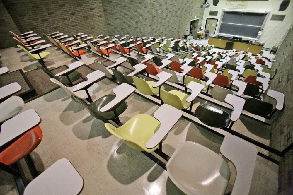 This is a lecturehall in the Stewart Science Hall on the Waynesburg University campus in Waynesburg, Pa. (AP)