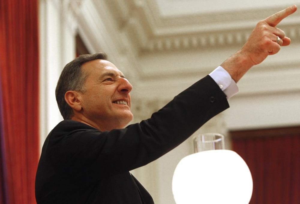 Gov. Peter Shumlin points to supporters during his inauguration to a second term on Thursday, Jan. 10, 2013. (AP)
