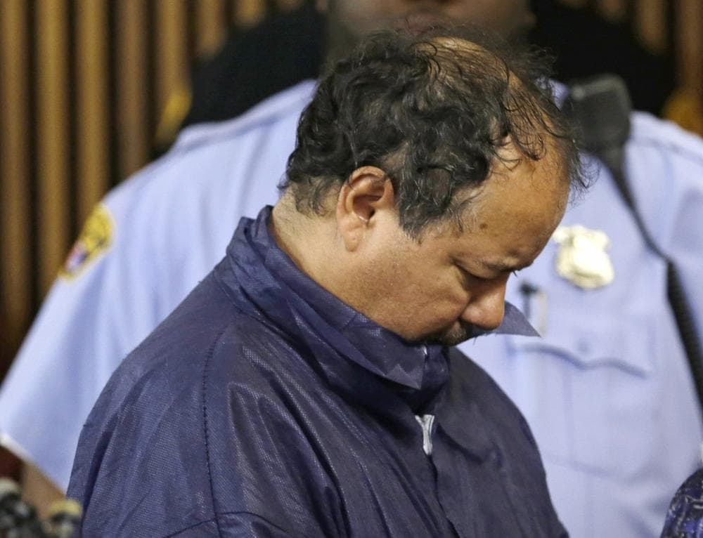 Ariel Castro appears in Cleveland Municipal court on Thursday. Castro was charged with four counts of kidnapping and three counts of rape after three women missing for about a decade and one of their young daughters were found alive at his home earlier in the week. (Tony Dejak/AP)