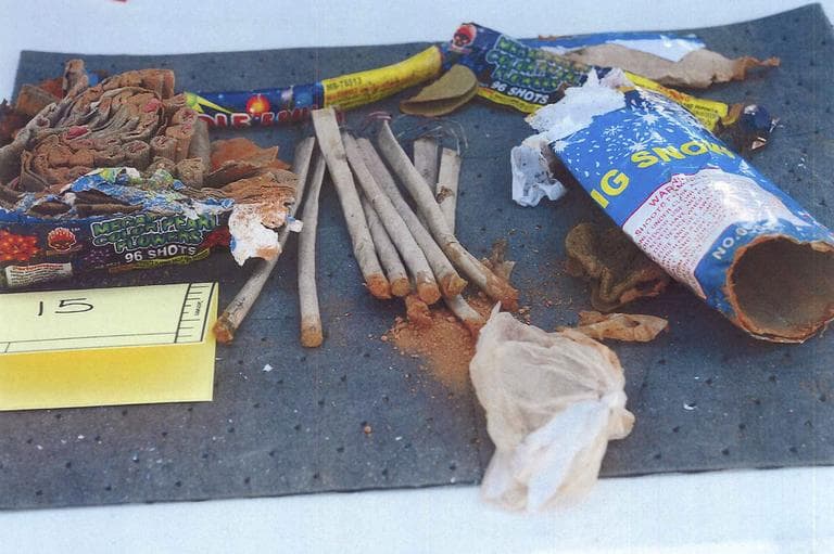 This photo released May 1, 2013 by the U.S. Attorney's office in a federal criminal complaint, shows fireworks, which the complaint said federal agents recovered from inside a backpack belonging to Boston Marathon bombing suspect Dzhokhar Tsarnaeva, found in a landfill in New Bedford, Mass. (AP/U.S. Attorney's Office)