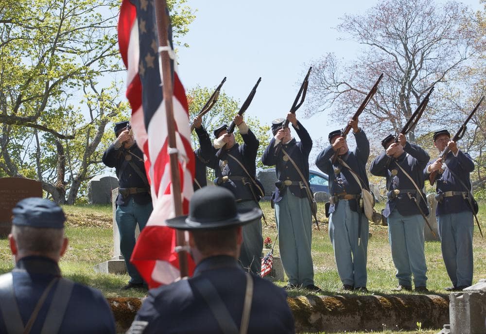 Re-enactors offer a 21 gun salute to the townspeople of East Bridgewater who fought in the Civil War. (Courtesy of Jim Weidenfeller)