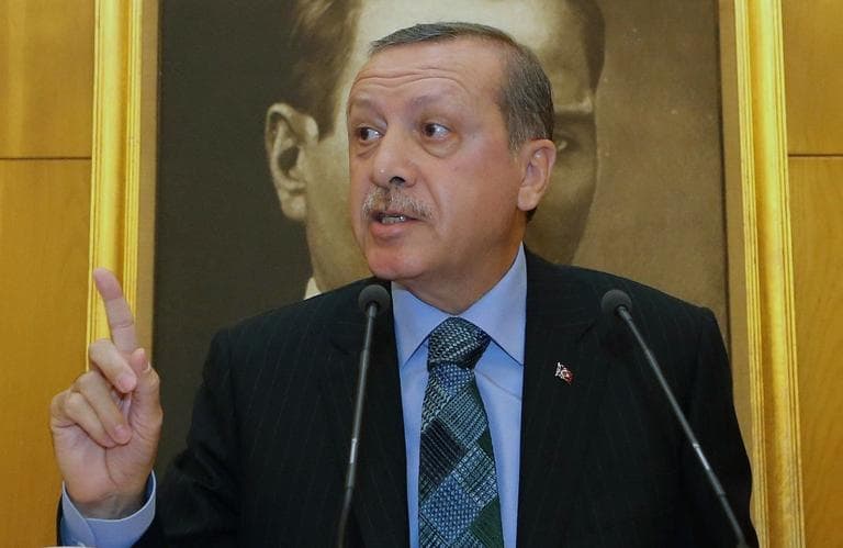 Turkey's Prime Minister, Recep Tayyip Erdogan, speaks to the media in Istanbul, Turkey, Monday, June 3, 2013. (AP)