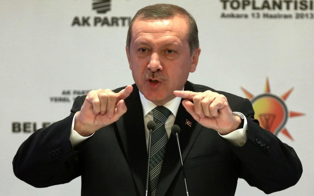 Turkish Prime Minister Recep Tayyip Erdogan addresses the mayors from his ruling Justice and Development Party in Ankara, Turkey, Thursday, June 13, 2013. (AP)