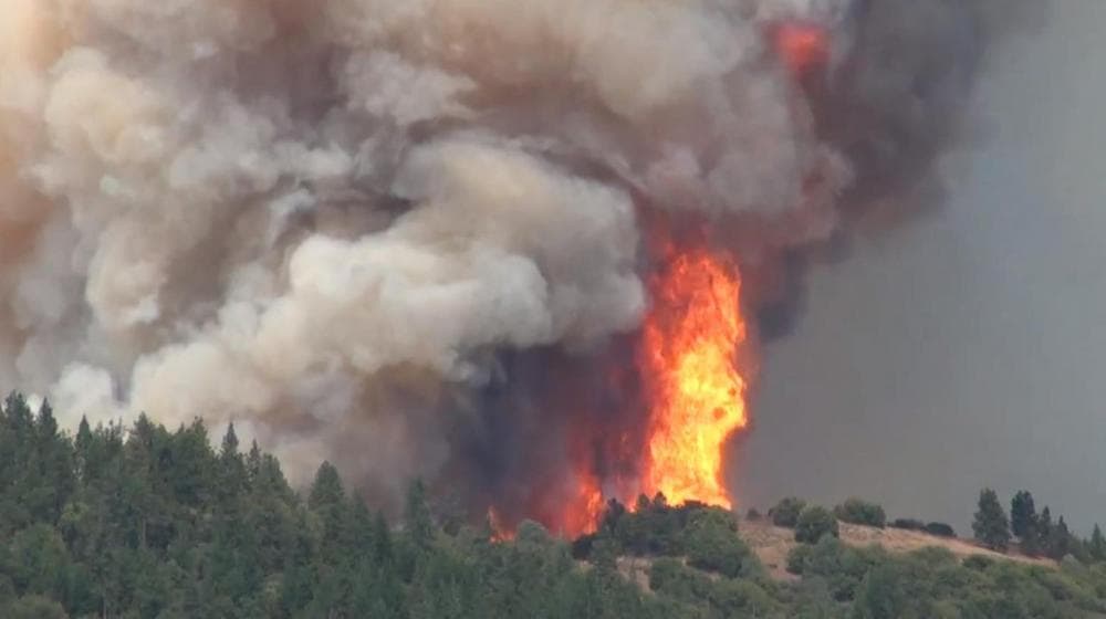 The Castens wildfire burns near Yosemite National Park on Monday, June 17, 2013. (YouTube screenshot)