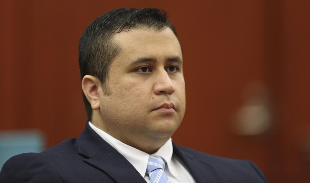 George Zimmerman listens as his defense counsel Mark O'Mara questions potential jurors during Zimmerman's trial in Seminole circuit court in Sanford, Fla., Thursday, June 20, 2013. (Gary Green/Orlando Sentinel via AP)