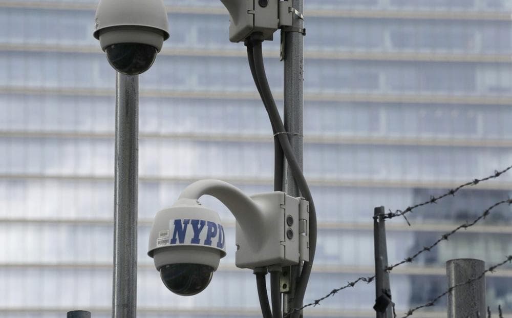 New York Police Department security cameras are pictured in February 2013.  (Mark Lennihan/AP)