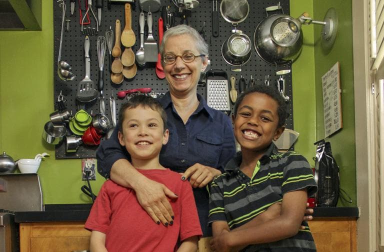 ChopChop founder Sally Sampson, with two aspiring chefs, Will and Bini. (Joshua Peters)