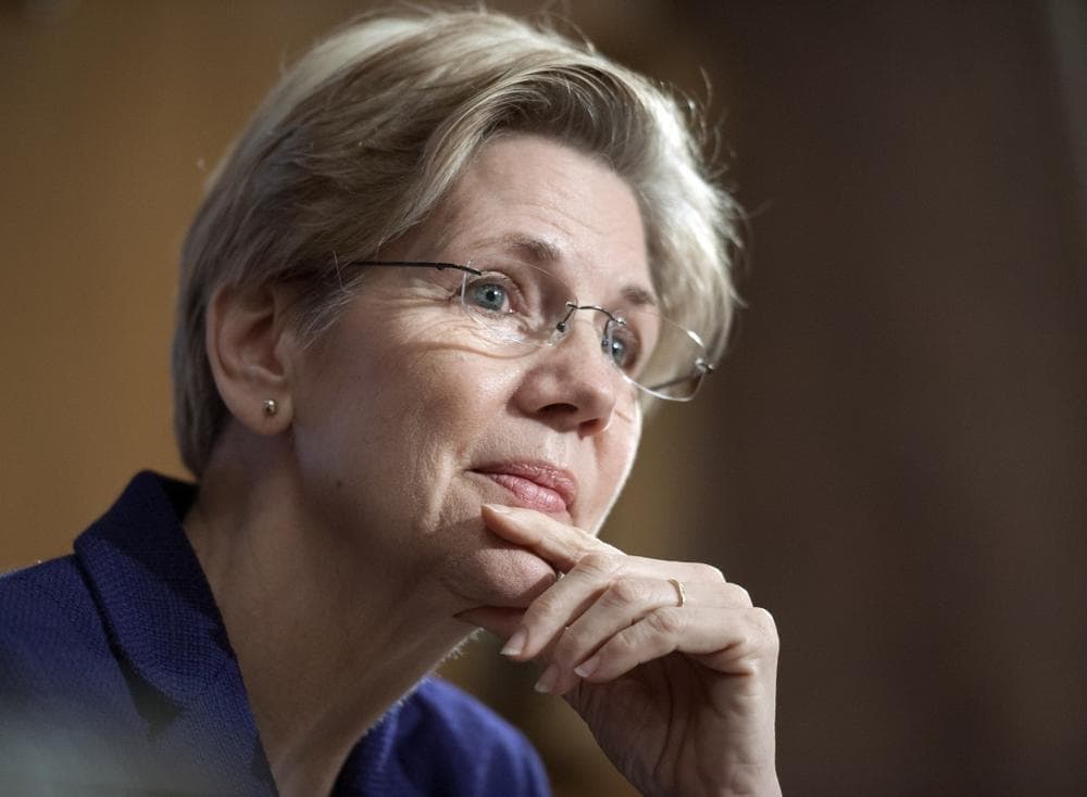 Sen. Elizabeth Warren, D-Mass., listens to a witness at Senate Banking Committee hearing on anti-money laundering on Capitol Hill in Washington, Thursday, March 7, 2013. (AP)