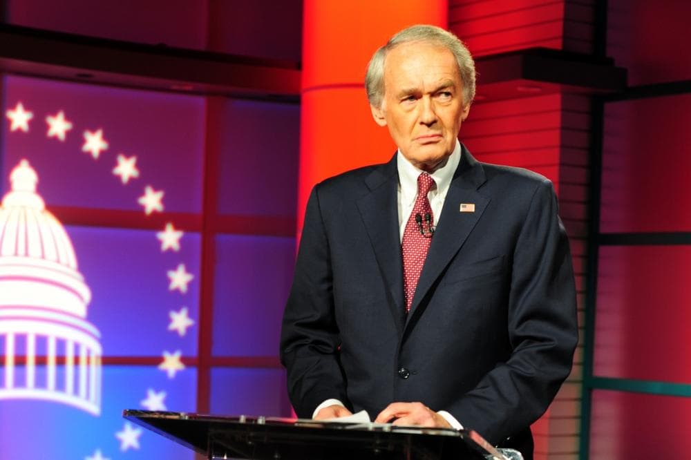 This photo provided by WGBH shows U.S. Senate candidate, U.S. Rep. Edward Markey, D-Mass., before a debate against Republican challenger Gabriel Gomez, Tuesday, June 18, 2013, at WGBH studios in Boston. (Meredith Nierman/AP)