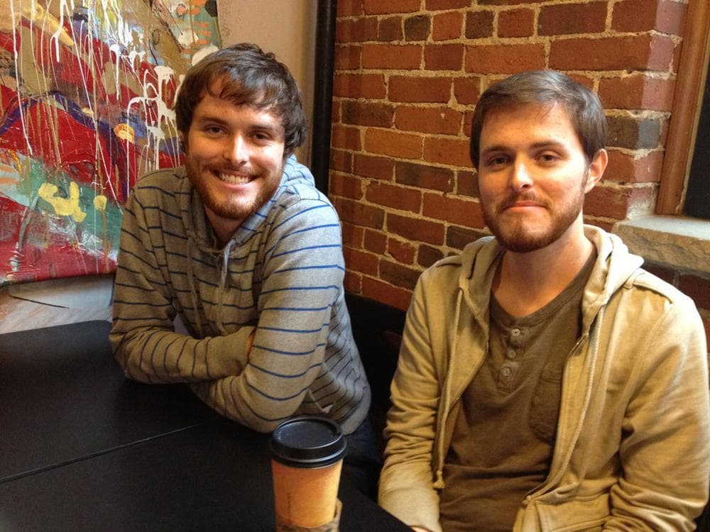 &quot;Haverhill Experimental Film Festival&quot; co-founders (and twin brothers) Brendan (left) and Jeremy Smyth at Haverhill’s Wicked Big Cafe. (Erin Trahan)