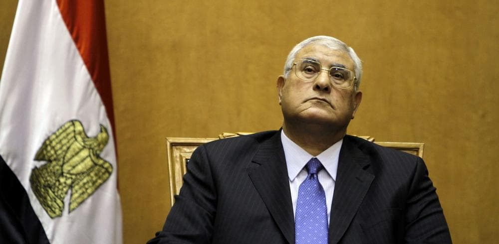Egypt's chief justice Adly Mansour prepares to swear in as the nation's interim president Thursday, July 4, 2013. (Amr Nabil/AP)