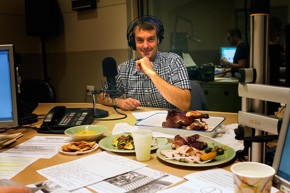 Chef and author Barton Seaver in the On Point studio. (Jesse Costa/WBUR)