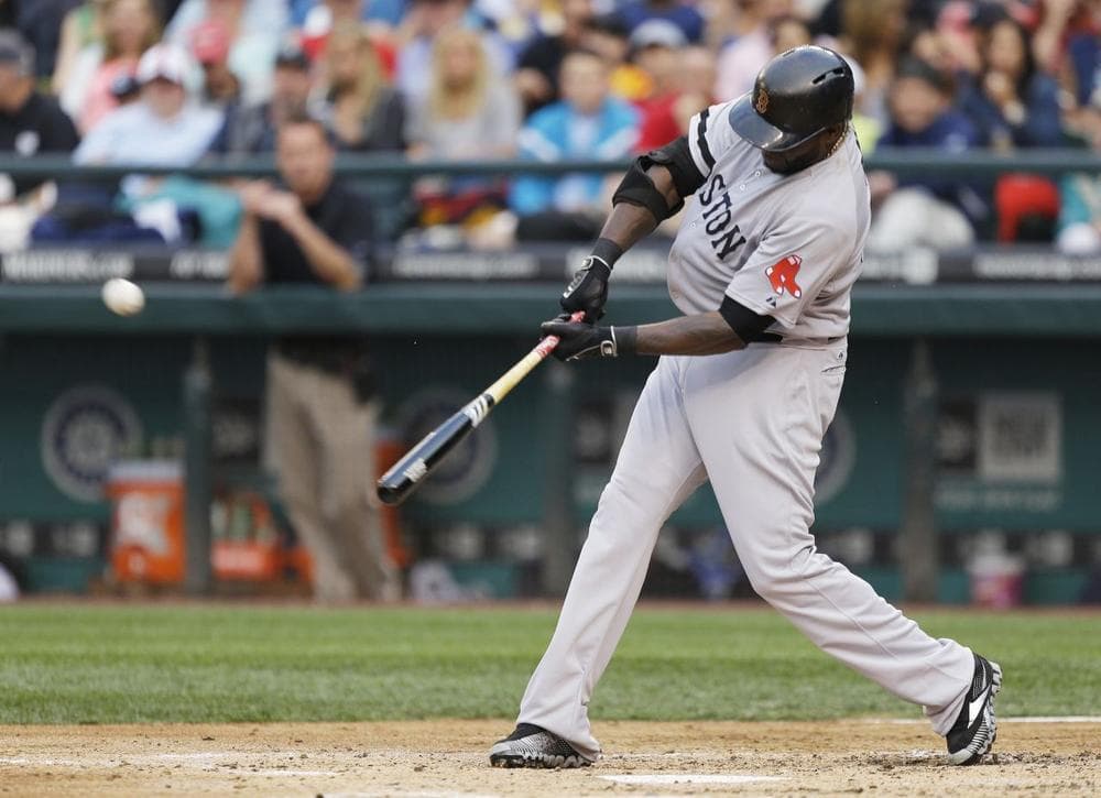 Boston Red Sox's David Ortiz hits a two-run home run in the third inning. (AP/Ted S. Warren)