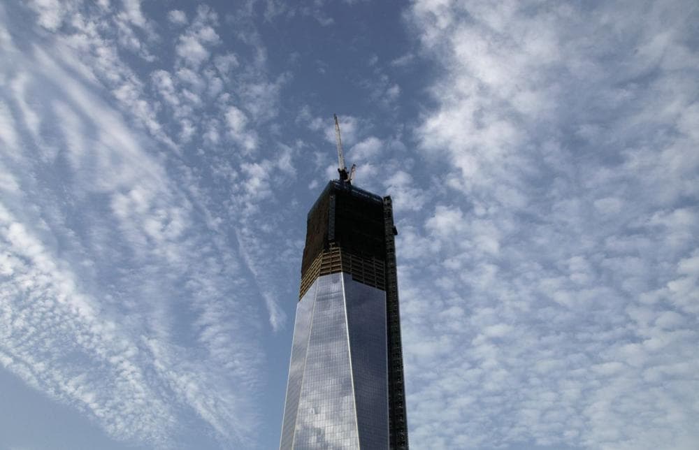 The Freedom Tower is now being constructed where the World Trade Center used to stand. (Mark Lennihan/AP)