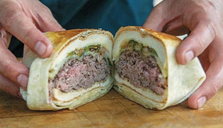 This burger wrapped in a tortilla is even better than it looks. (Courtesy of Andy Husbands and Fair Winds Press)
