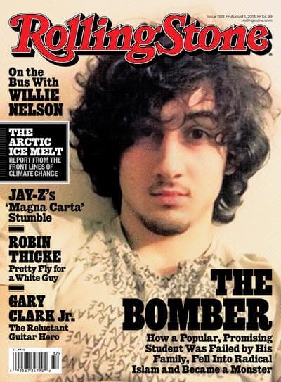 In this magazine cover released by Wenner Media, Boston Marathon bombing suspect Dzhokhar Tsarnaev appears on the cover of the Aug. 1, 2013 issue of Rolling Stone. (Wenner Media/AP)