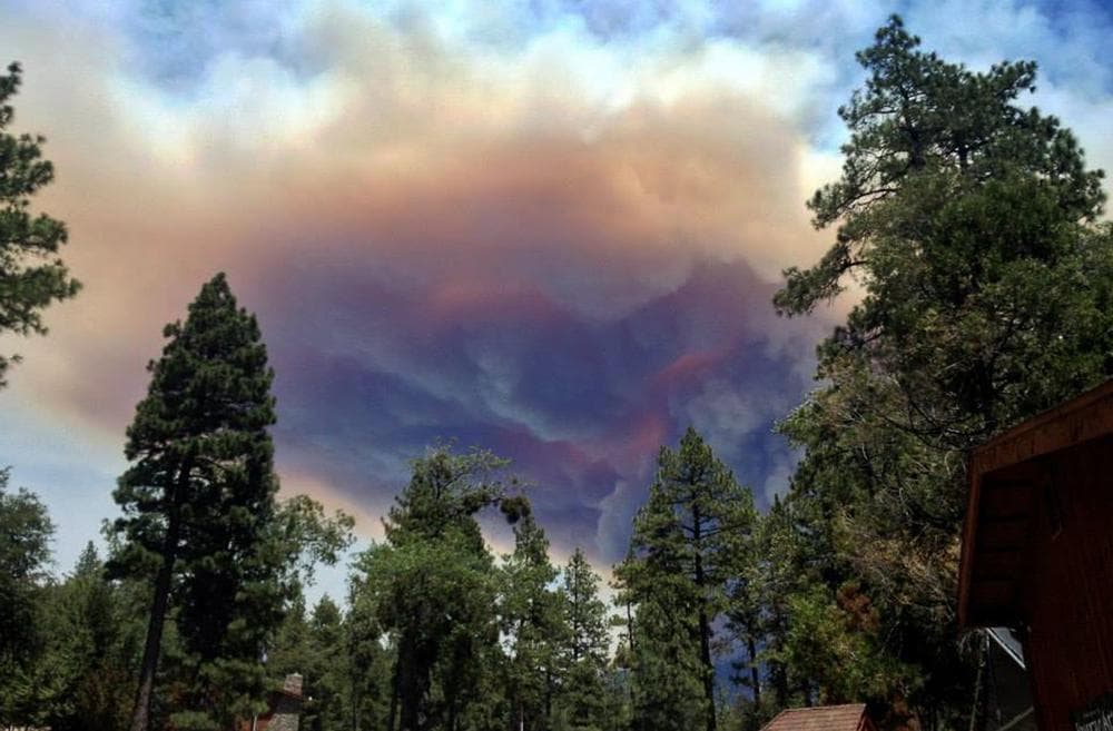 This July 17, 2013 image provided by Meagan Greene shows wildfire smoke near Idyllwild, Calif. (Meagan Greene/AP)