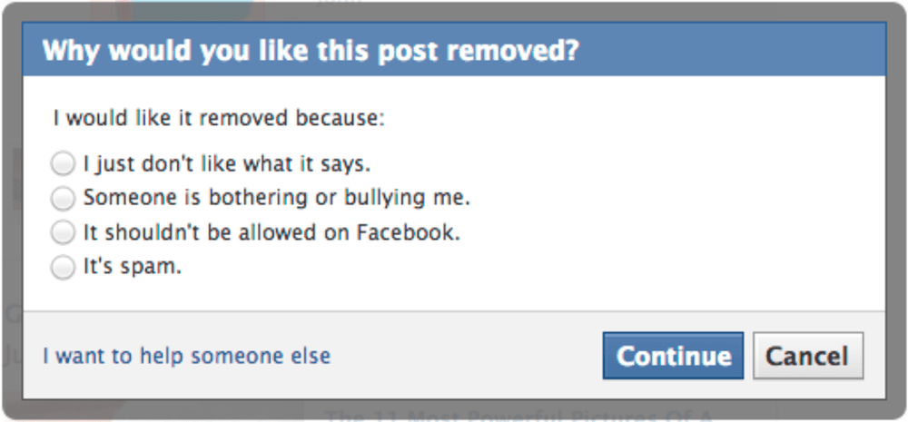 A screenshot of one of the new messages geared toward teenage Facebook users who might be experiencing bullying. (Facebook)