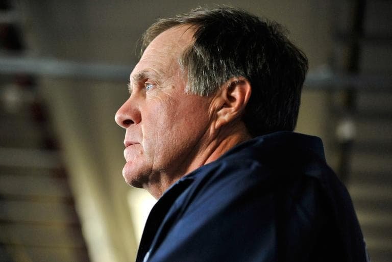 New England Patriots head coach Bill Belichick speaks to reporters Wednesday, breaking his silence four weeks after former Patriots tight end Aaron Hernandez was charged with murder. (Josh Reynolds/AP)